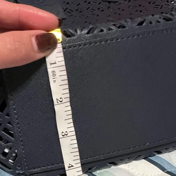 TORY BURCH EUC Dark Blue Perforated Tote - Picture 10 of 10